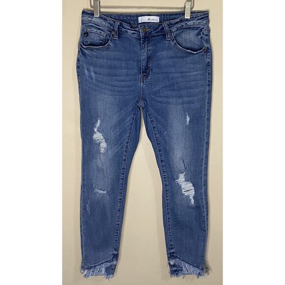 KanCan Estilo Jeans 34491 Womens Size 15/31 Skinny Distressed Raw Hem Stretch Jr - Picture 1 of 14